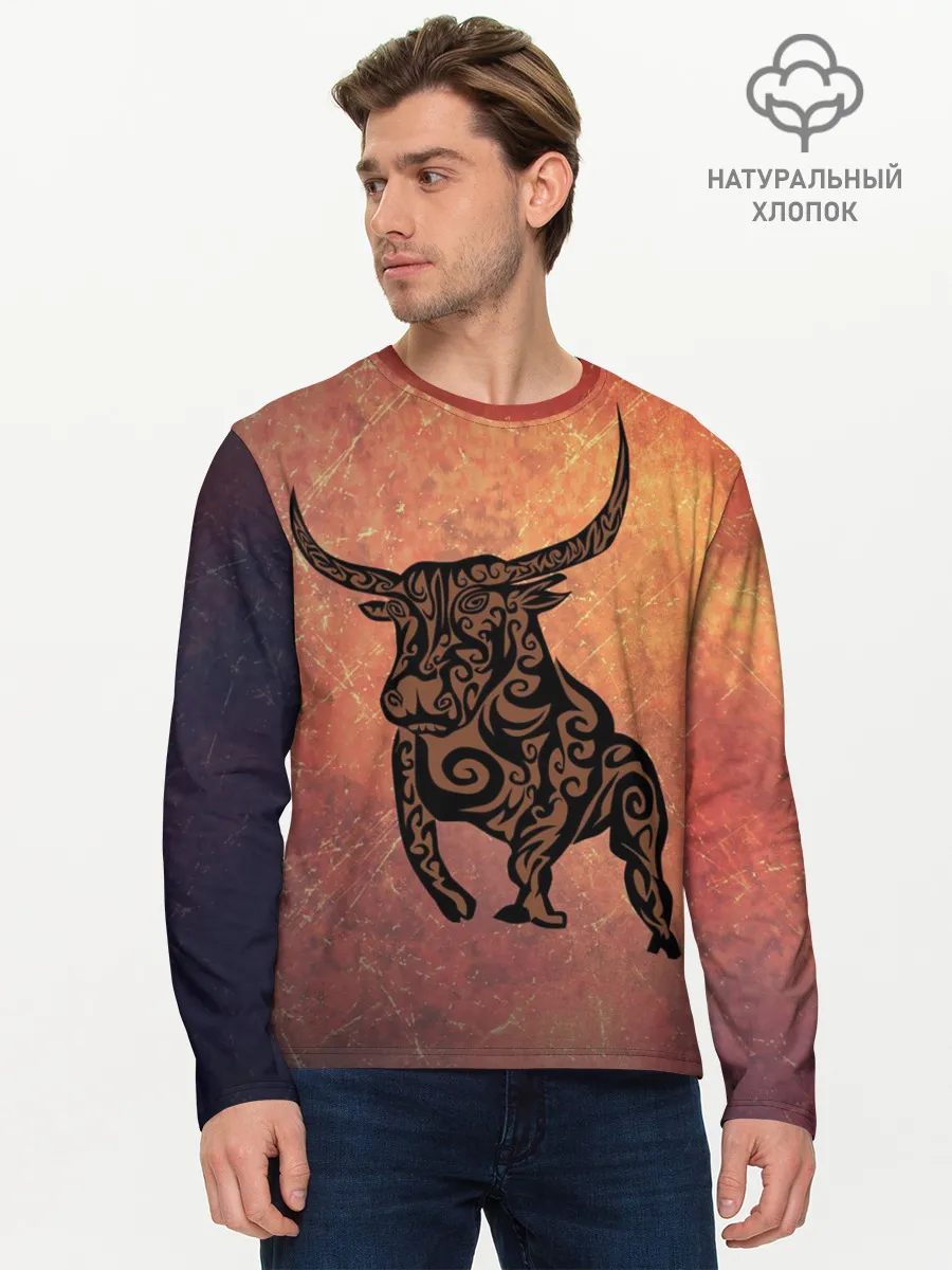 Мужской лонгслив базовый / Символ года 2021 Бык