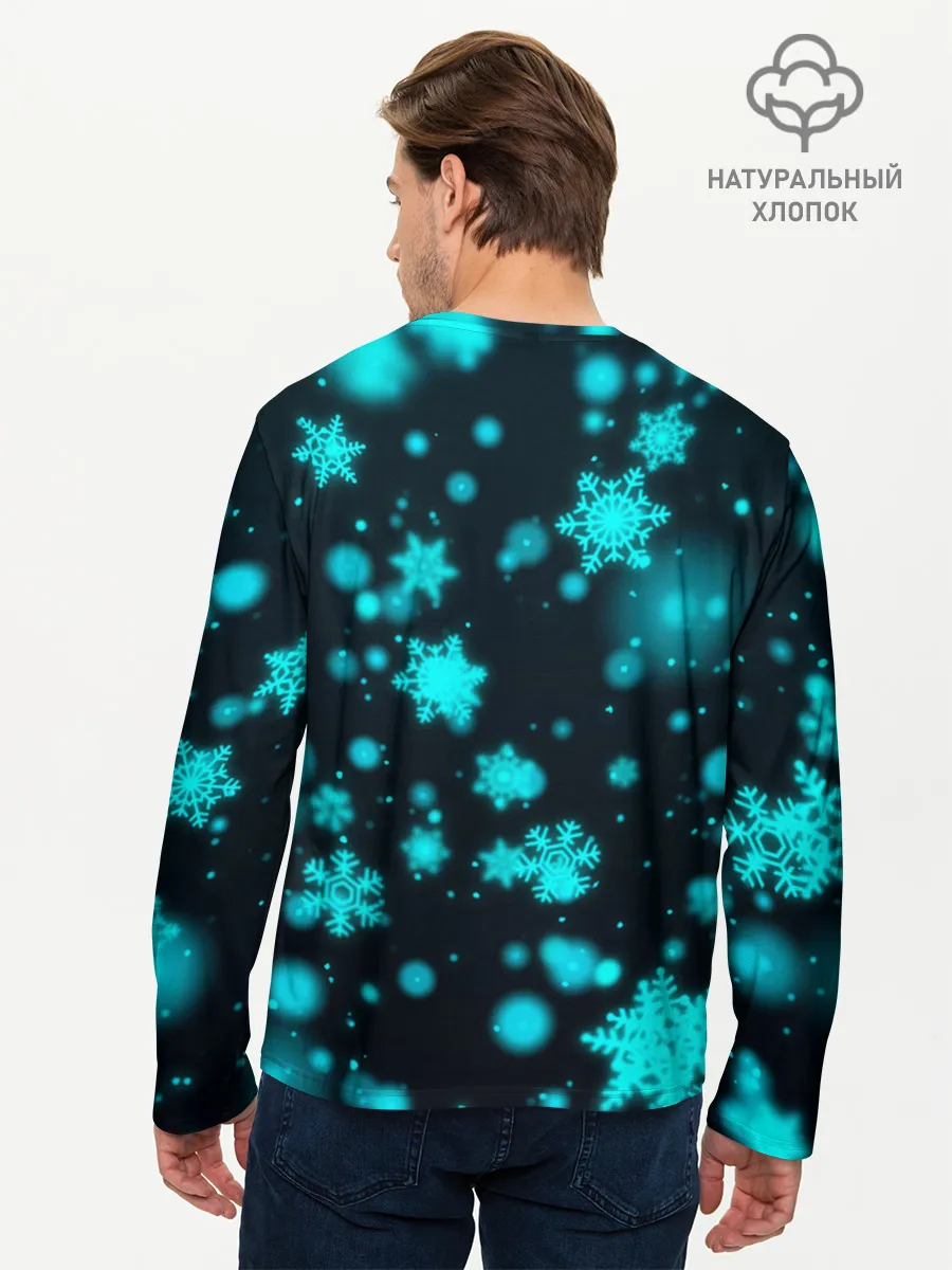 Мужской лонгслив базовый / Новогодний пингвин