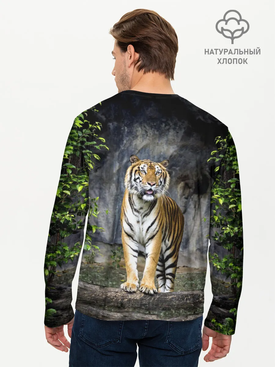 Мужской лонгслив базовый / ТИГР В ЛЕСУ