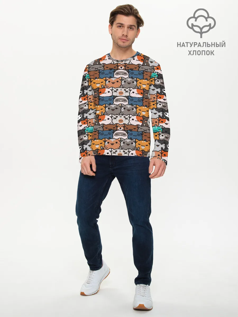 Мужской лонгслив базовый / Котейки