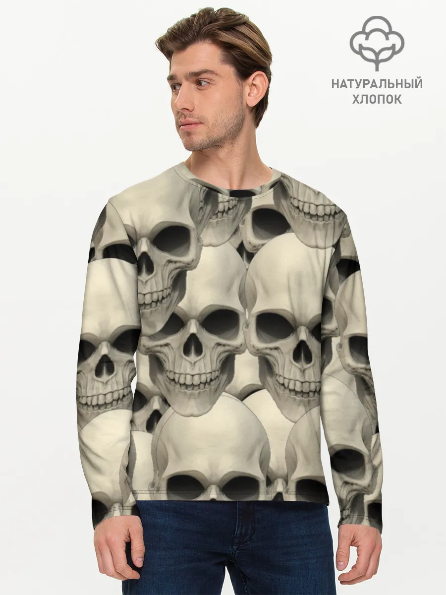 Мужской лонгслив базовый / Черепа