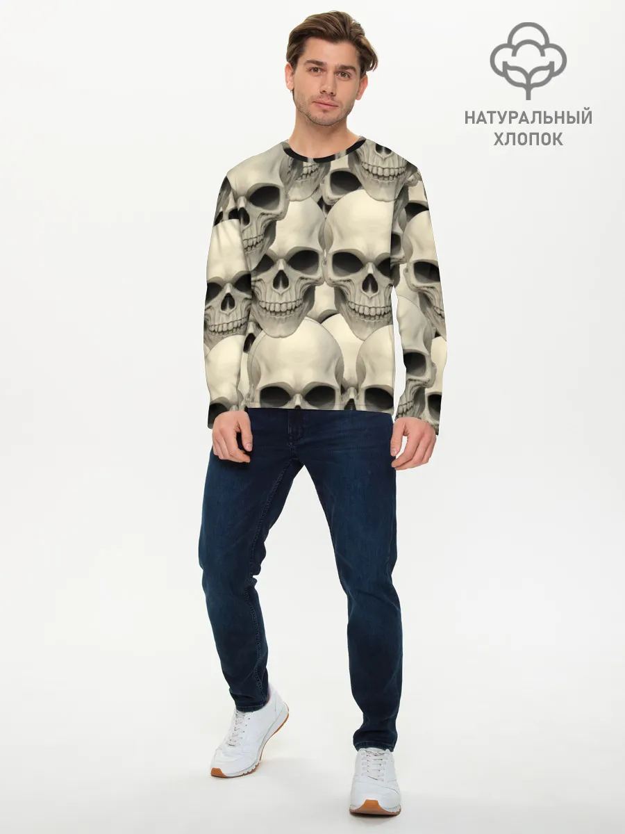 Мужской лонгслив базовый / Черепа