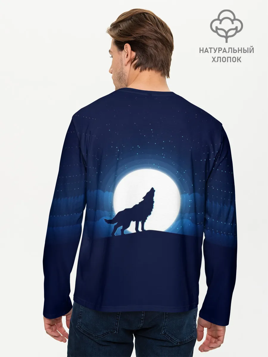 Мужской лонгслив базовый / Воющий на луну