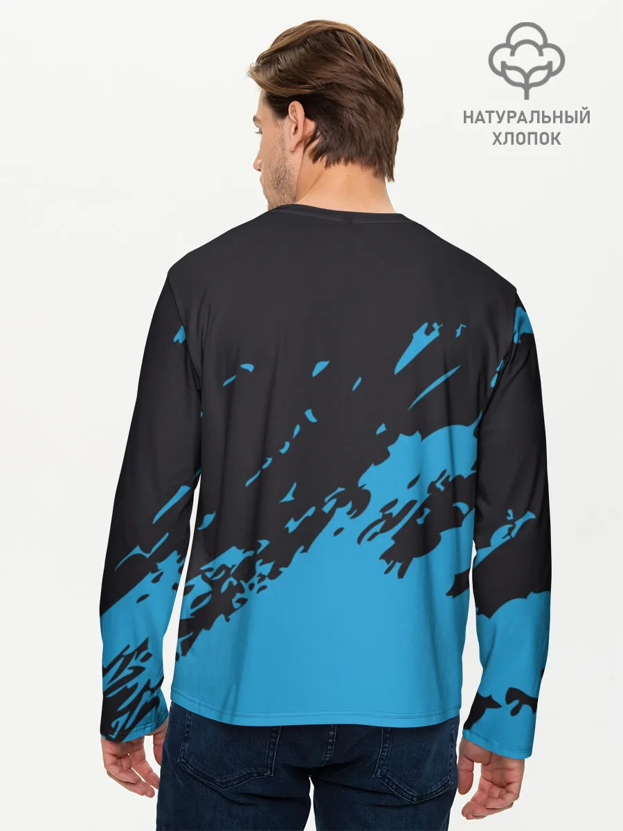 Мужской лонгслив базовый / One Piece синий всплеск