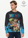 Мужской лонгслив базовый / One Piece синий всплеск