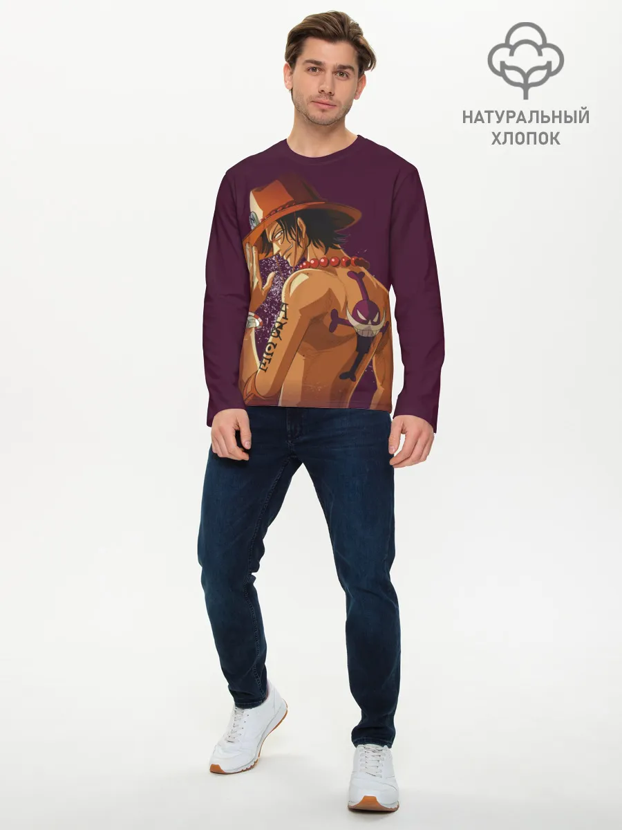 Мужской лонгслив базовый / One Piece. Портгас Д. Эйс