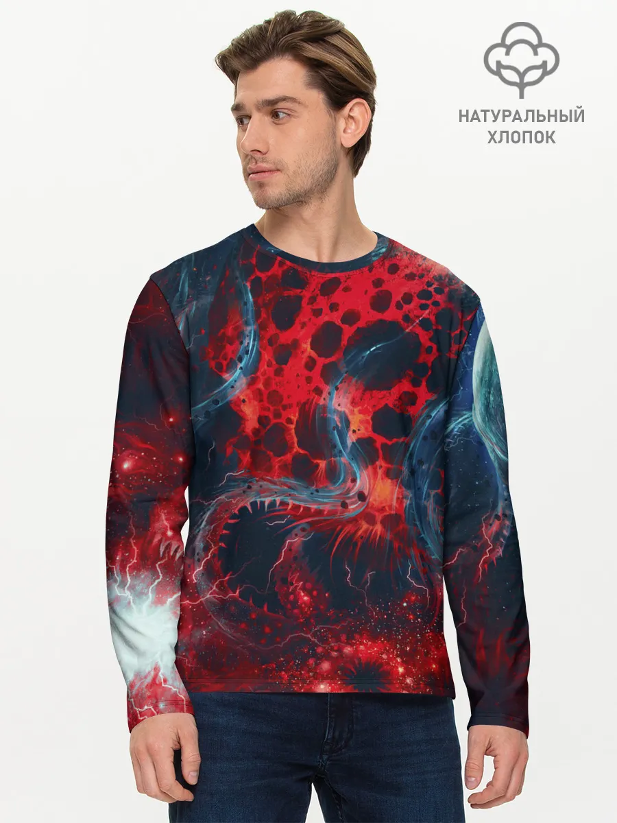 Мужской лонгслив базовый / Гигантский космический монстр