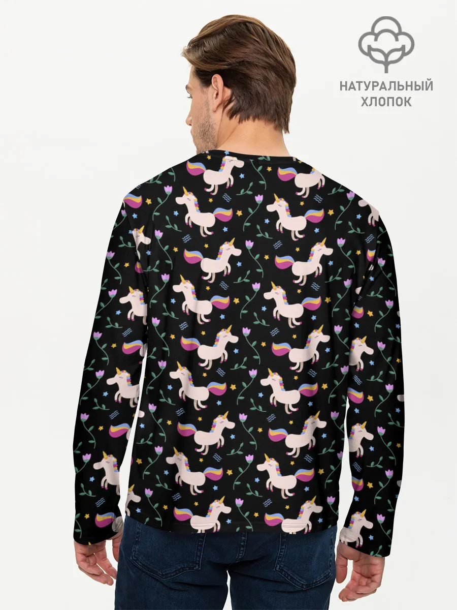 Мужской лонгслив базовый / Unicorns pattern