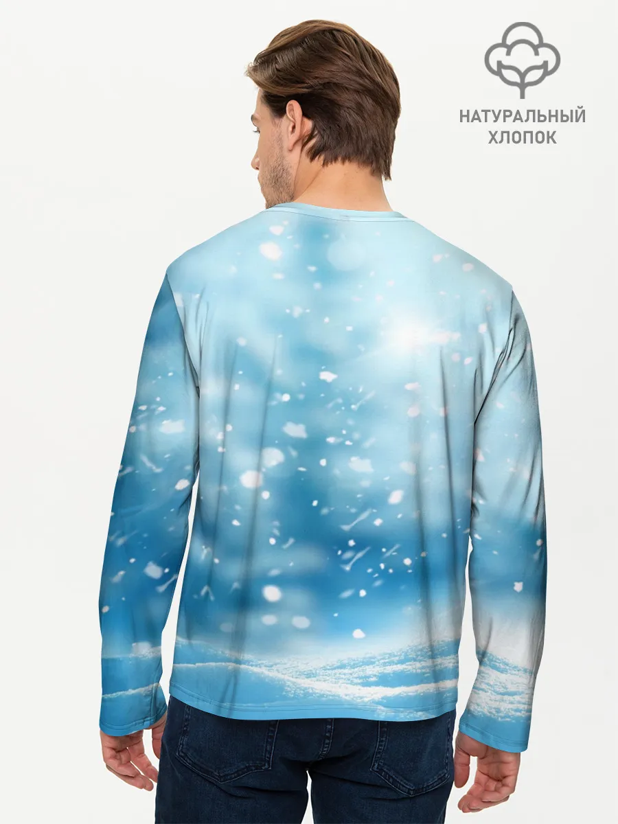 Мужской лонгслив базовый / Зимний мишка в реалиях 2020 г.