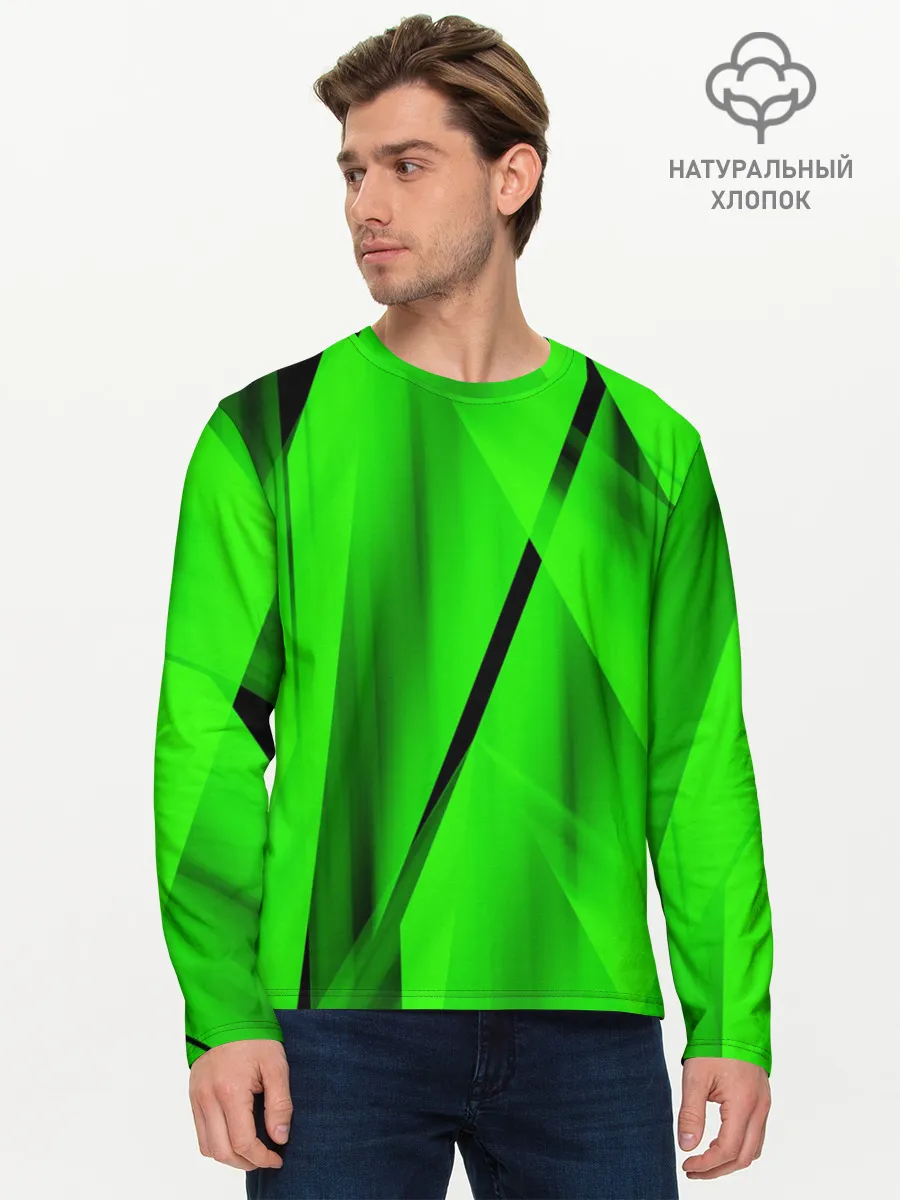 Мужской лонгслив базовый / Зеленый неон