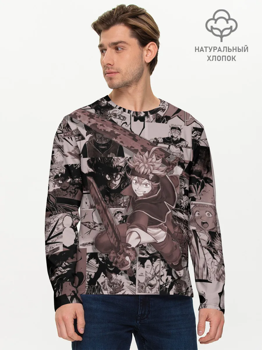 Мужской лонгслив базовый / ASTA manga monochrome pages