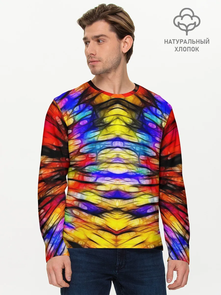 Мужской лонгслив базовый / Батик. Краски
