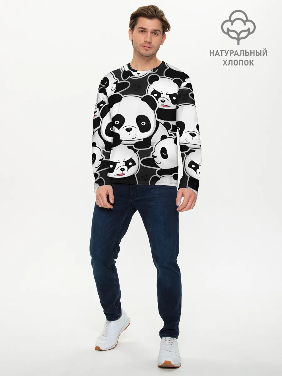 Мужской лонгслив базовый / Смешные панды