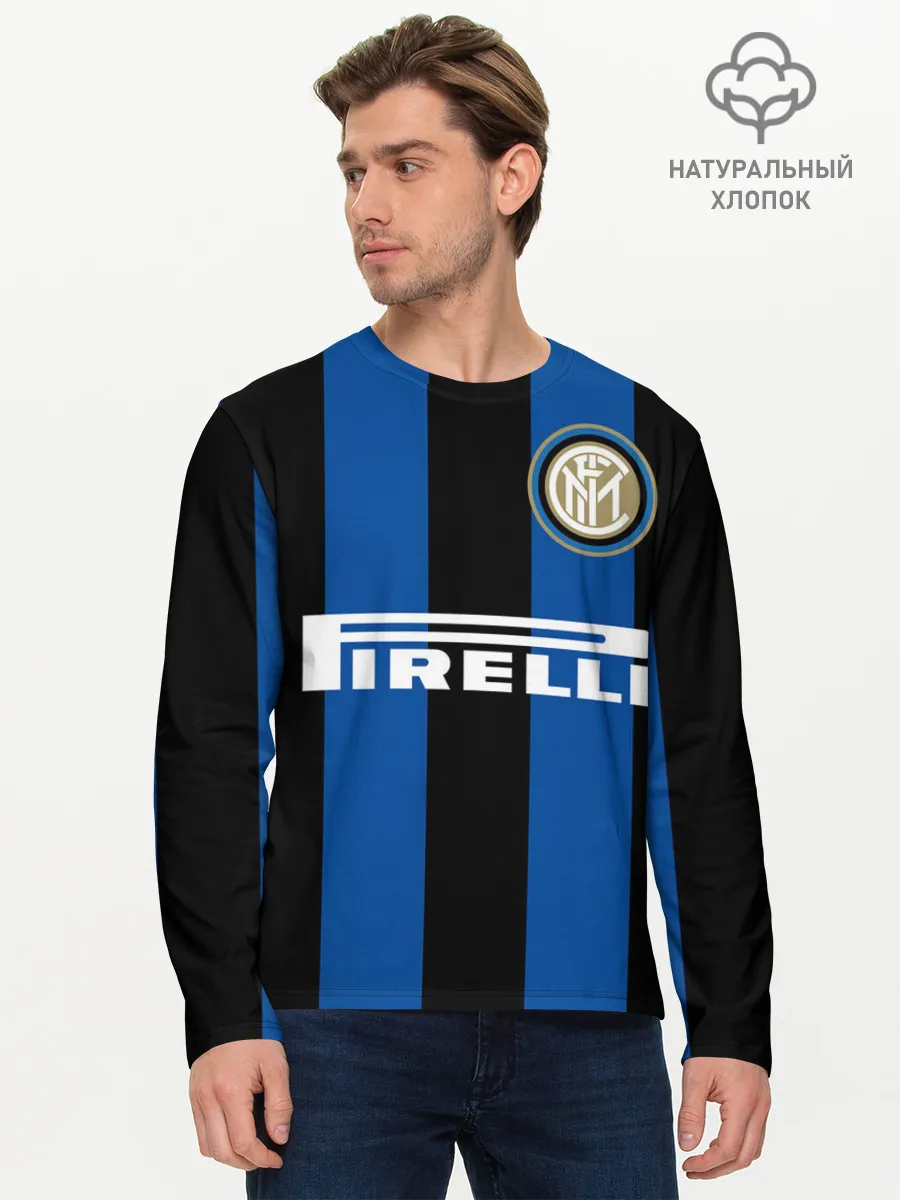 Мужской лонгслив базовый / Ретро форма Интер Ибрагимович
