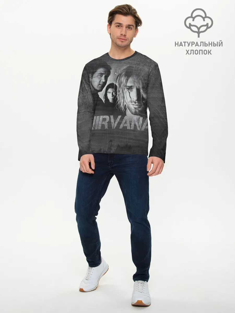 Мужской лонгслив базовый / Нирвана