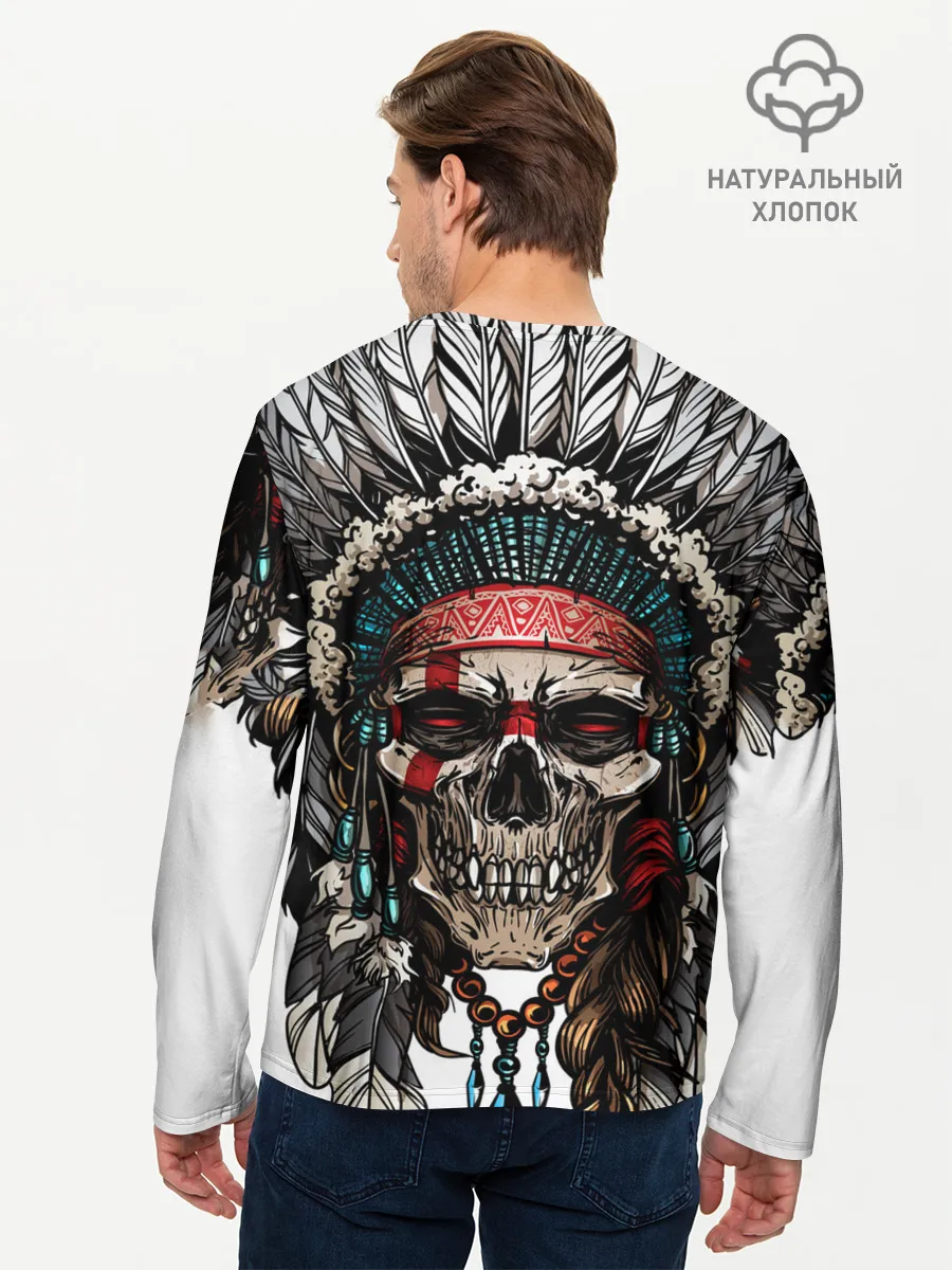 Мужской лонгслив базовый / Череп индейца