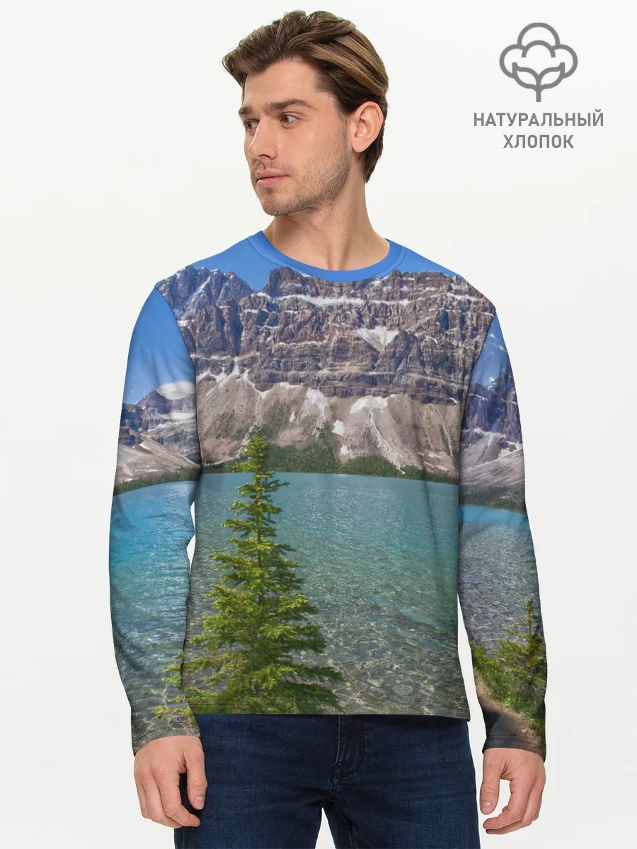 Мужской лонгслив базовый / Горное озеро