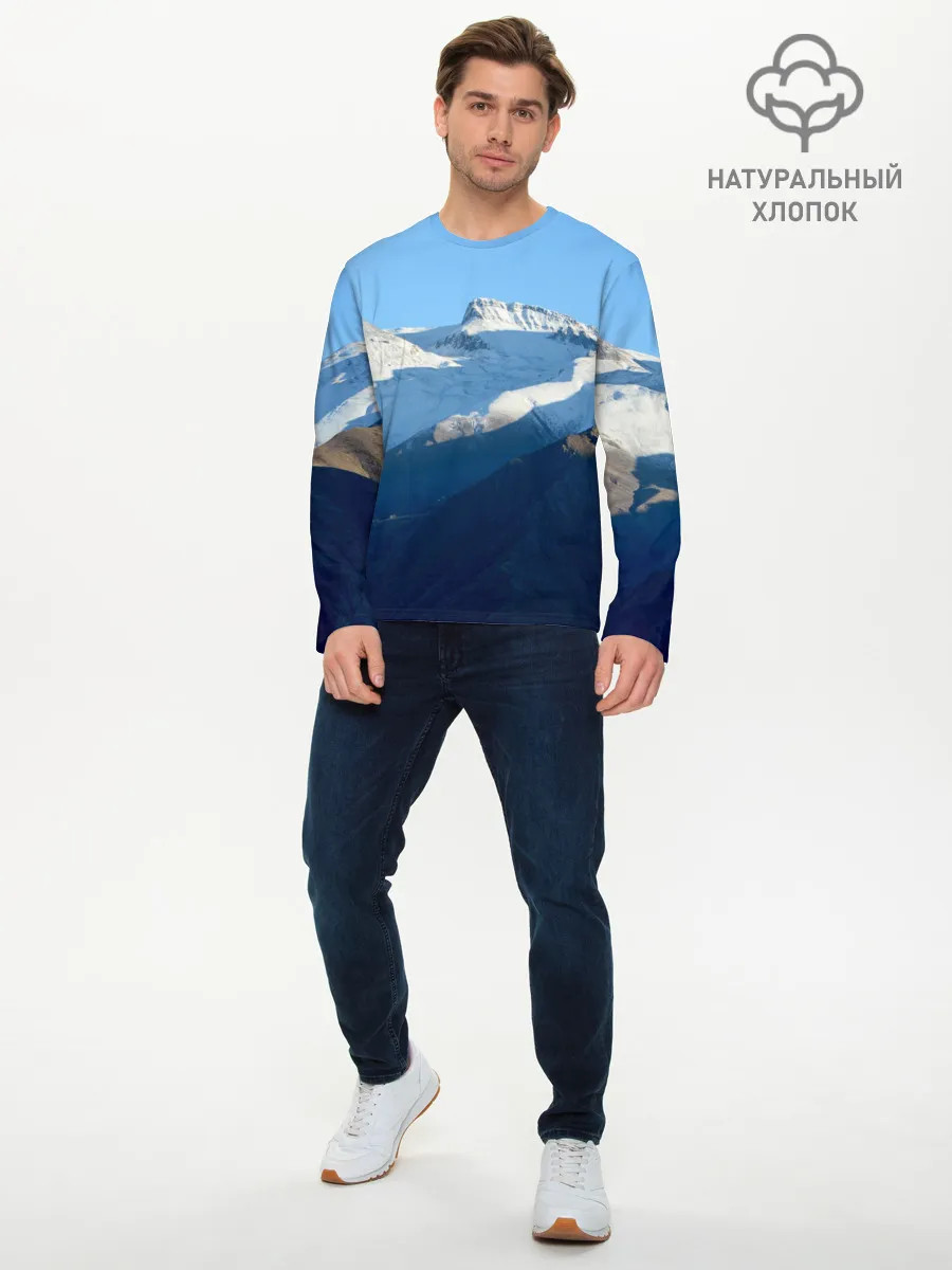 Мужской лонгслив базовый / Снежные горы