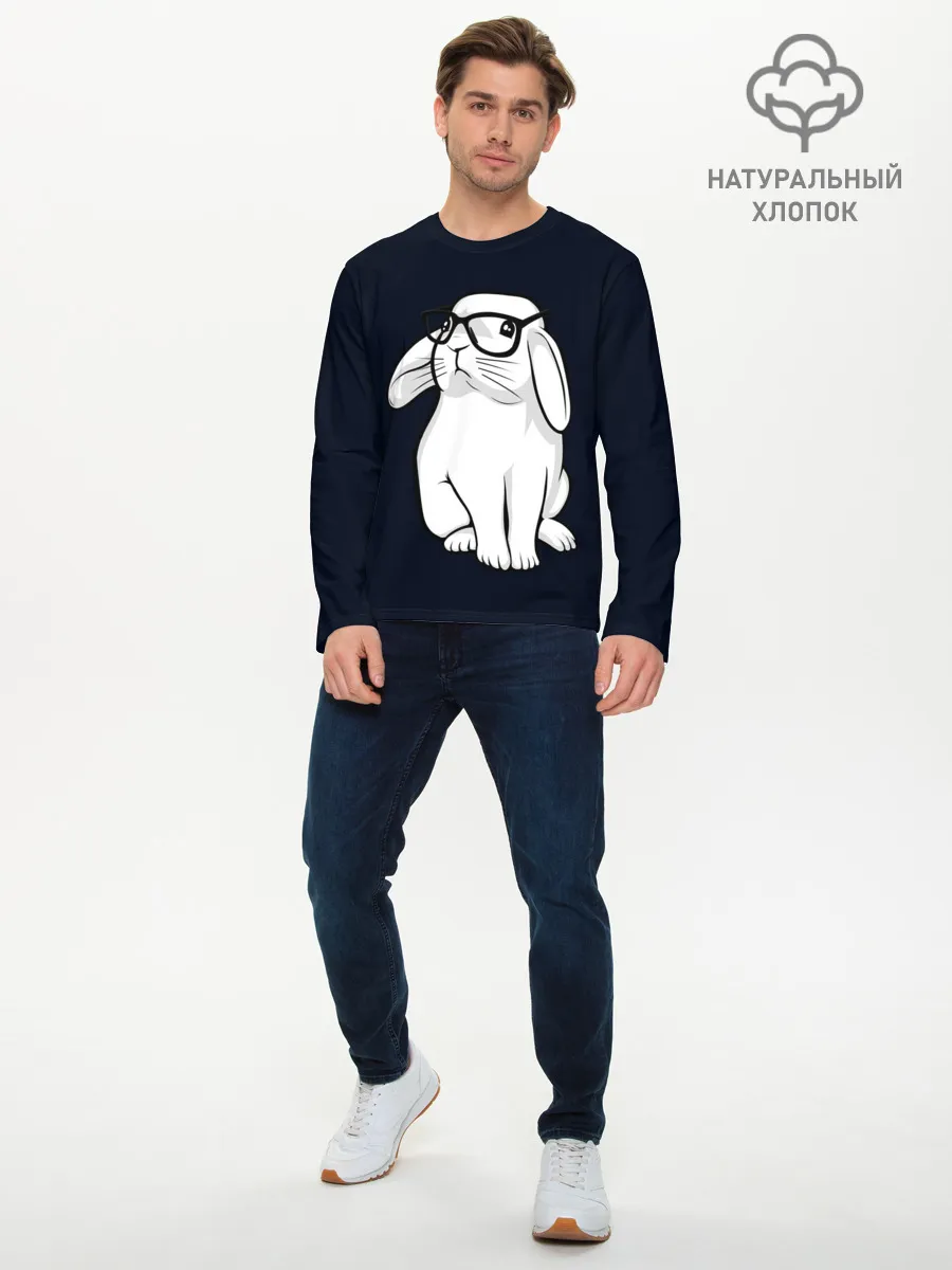 Мужской лонгслив базовый / Кролик Хипстер