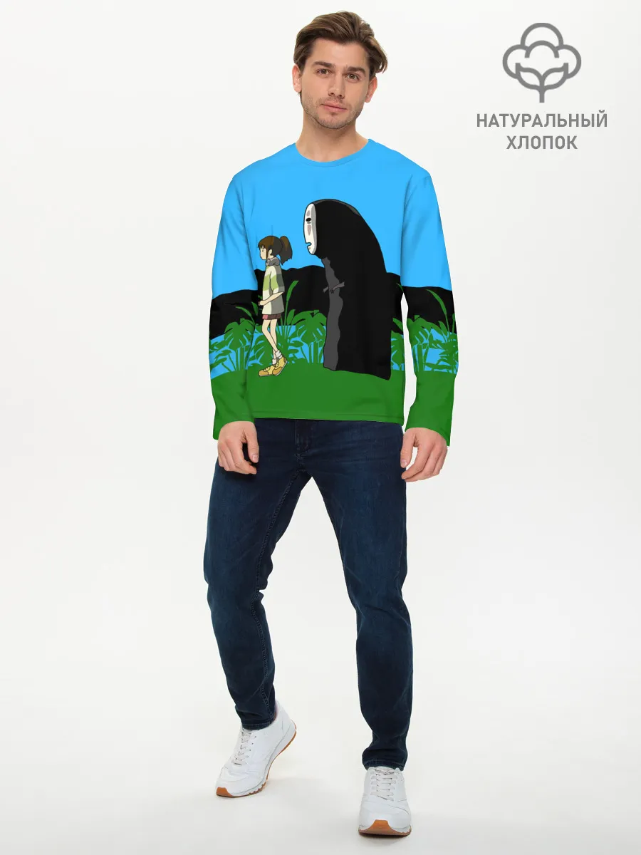 Мужской лонгслив базовый / Тихиро гуляет с Каонаси