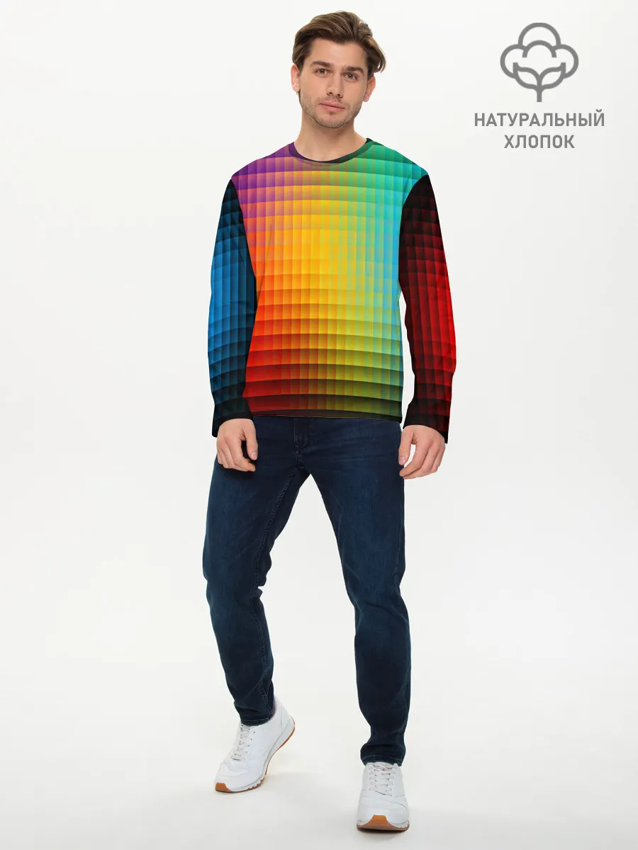 Мужской лонгслив базовый / Разноцветные пиксели