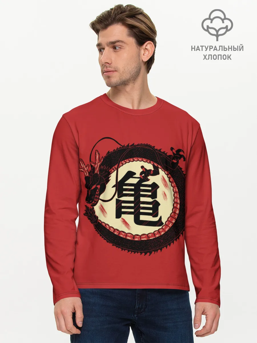 Мужской лонгслив базовый / Иероглифы Китайский Дракон