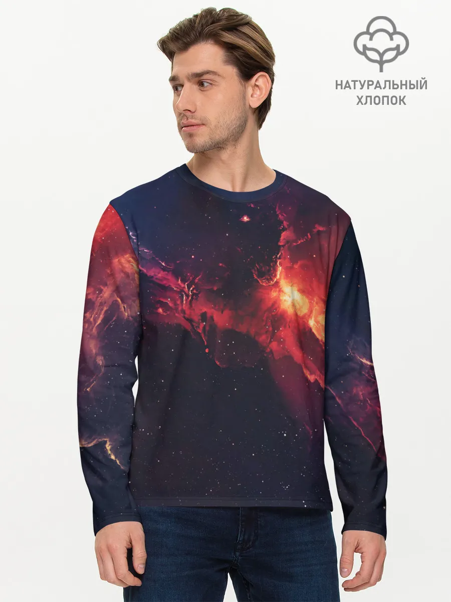 Мужской лонгслив базовый / Взрыв в космосе