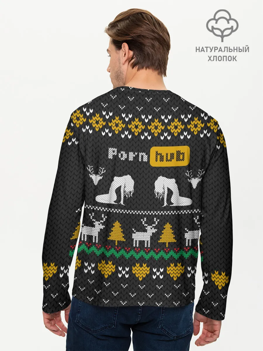 Мужской лонгслив базовый / Pornhub свитер с оленями