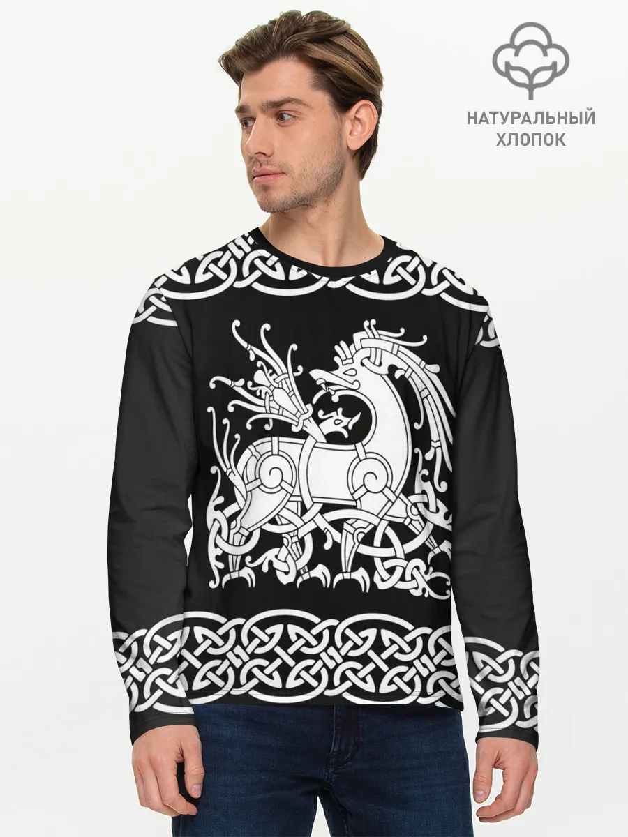 Мужской лонгслив базовый / Рингерике олень белый 3D