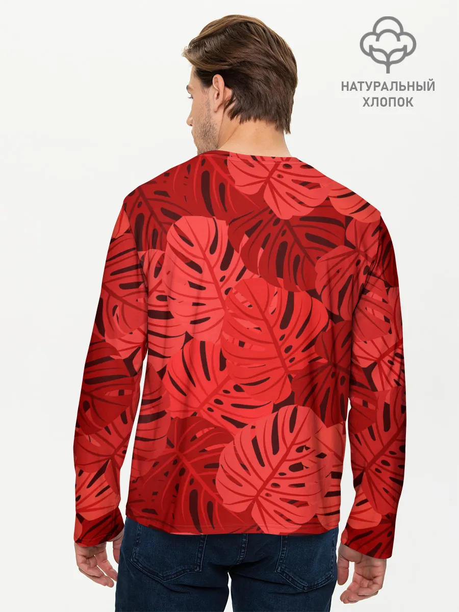 Мужской лонгслив базовый / Тропические листья Монстера