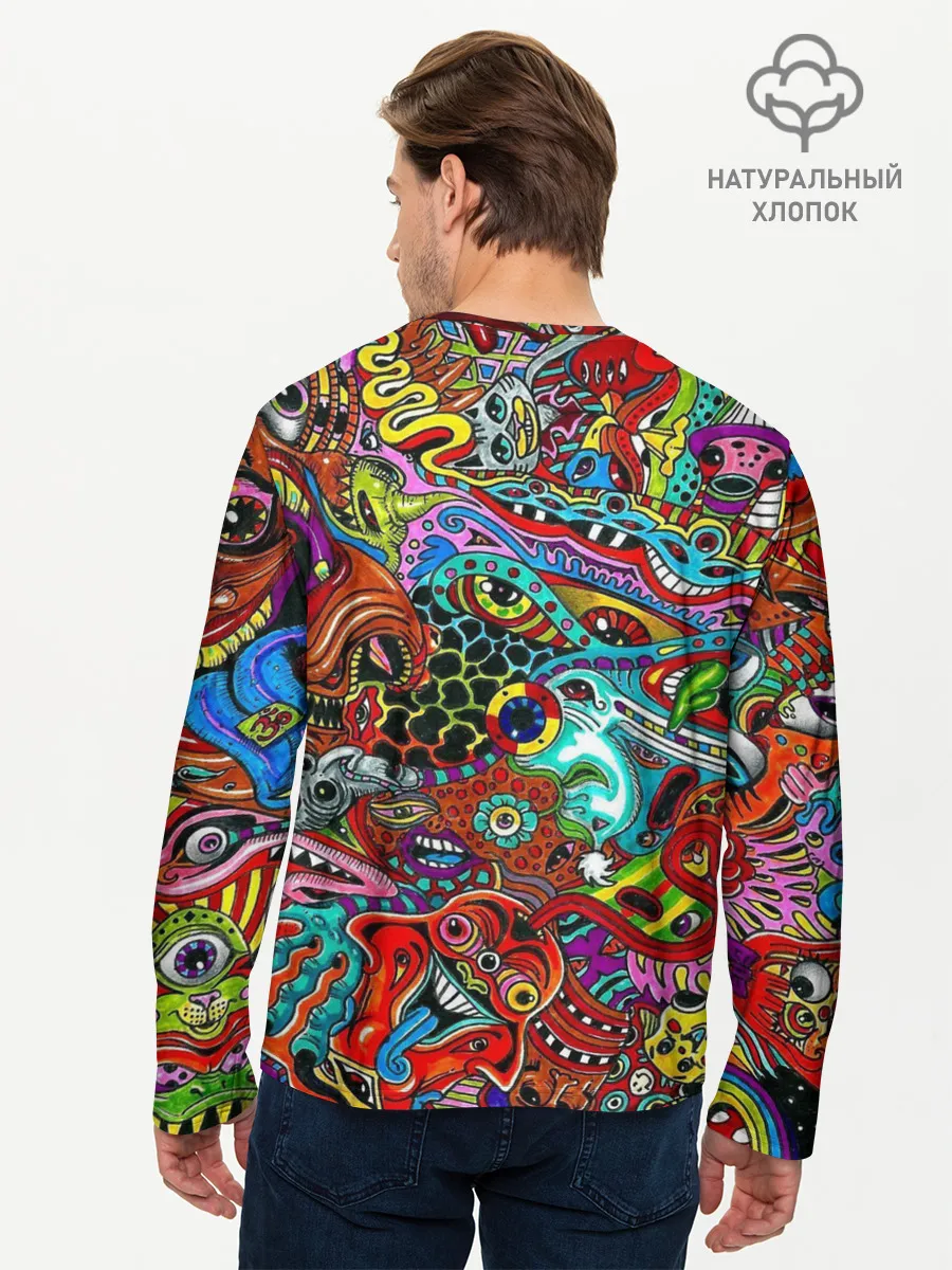 Мужской лонгслив базовый / яркая абстракция