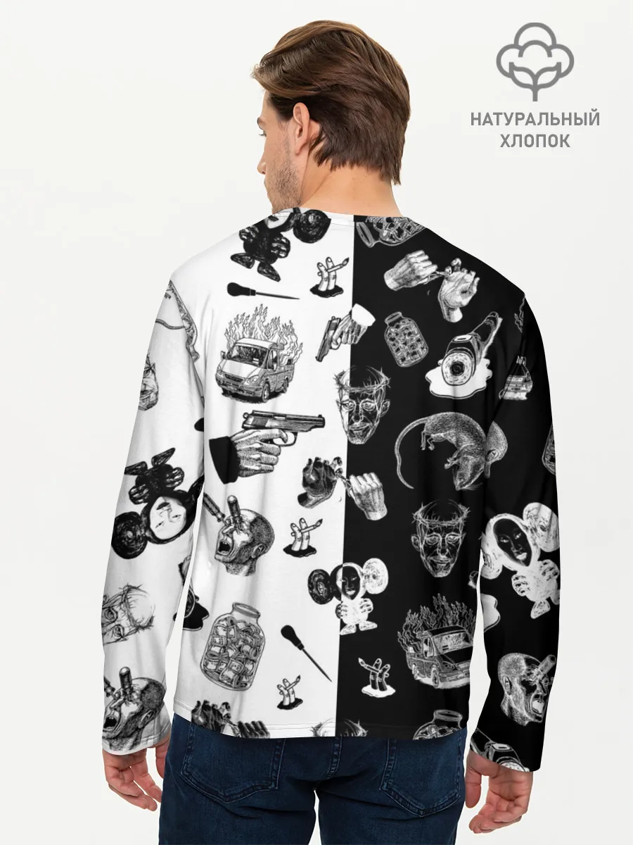 Мужской лонгслив базовый / КРОВОСТОК ТАТУИРОВКИ ЧБ