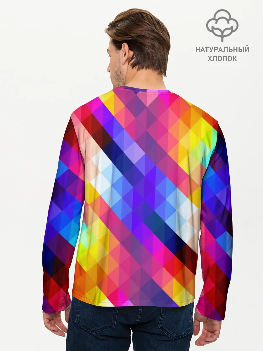 Мужской лонгслив базовый / Пиксельная радуга