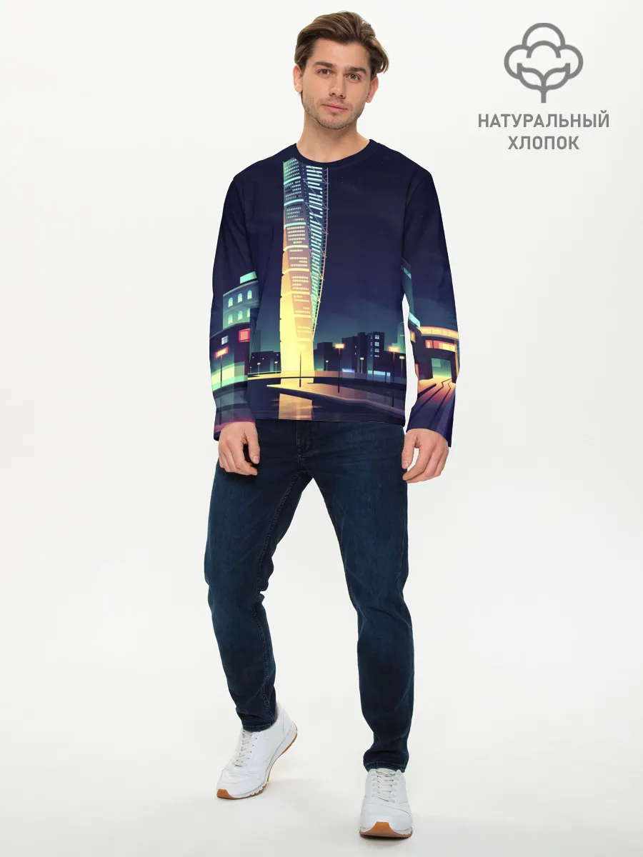 Мужской лонгслив базовый / Ночной Город