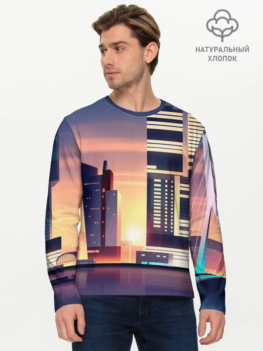 Мужской лонгслив базовый / Ночной Город