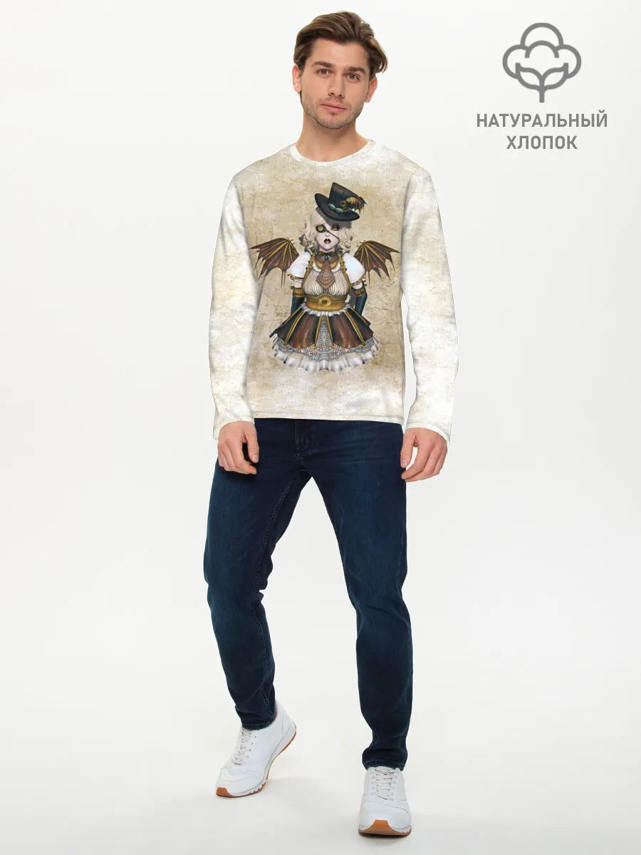 Мужской лонгслив базовый / Стимпанк Девушка