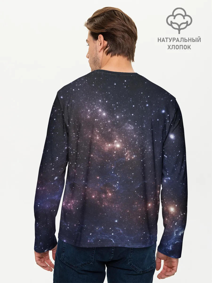 Мужской лонгслив базовый / Кот на Жирафе