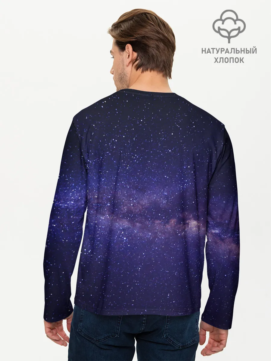 Мужской лонгслив базовый / Пицца в космосе