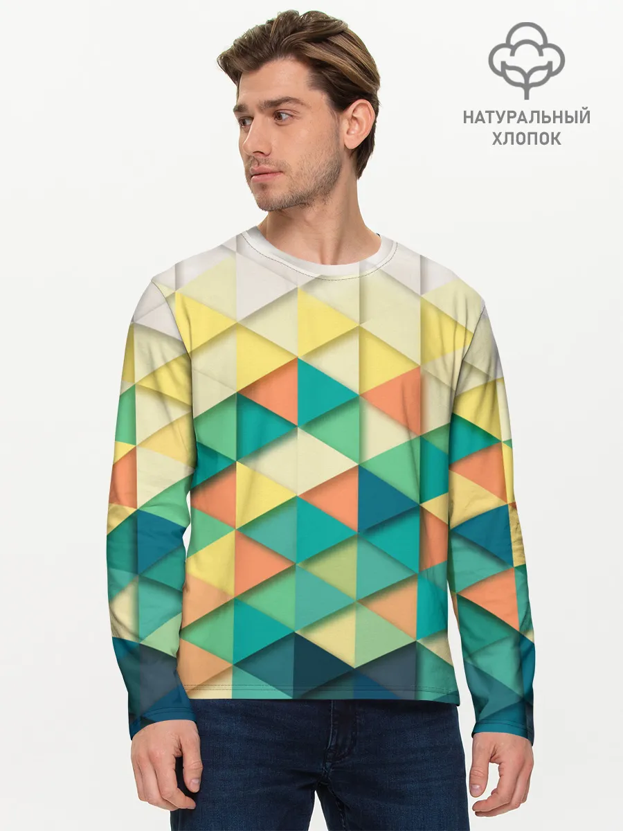 Мужской лонгслив базовый / Ромбики
