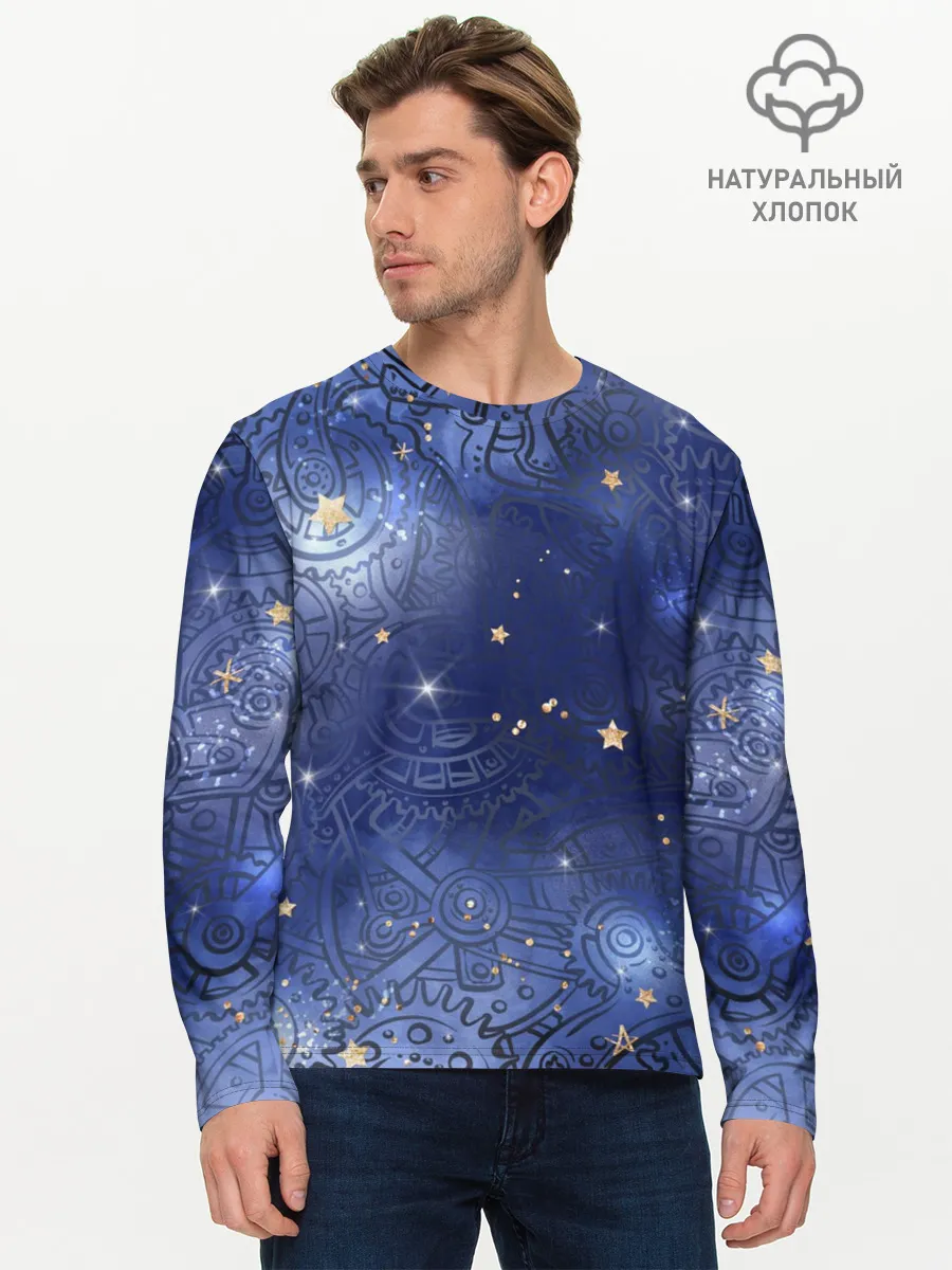 Мужской лонгслив базовый / Небо в стиле Стимпанк