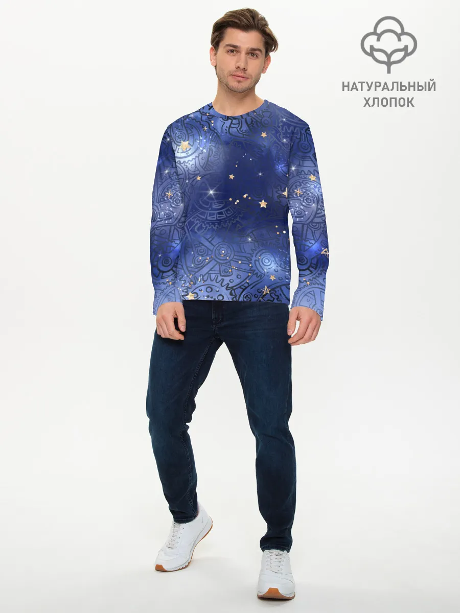 Мужской лонгслив базовый / Небо в стиле Стимпанк