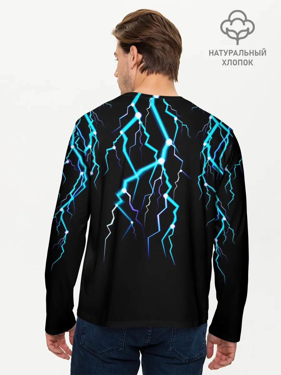 Мужской лонгслив базовый / МОЛНИИ ДЕВУШКА ЦВЕТЫ
