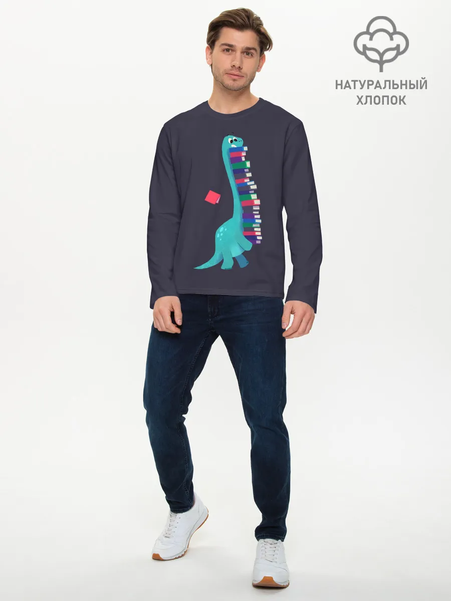 Мужской лонгслив базовый / Book Dinosaur