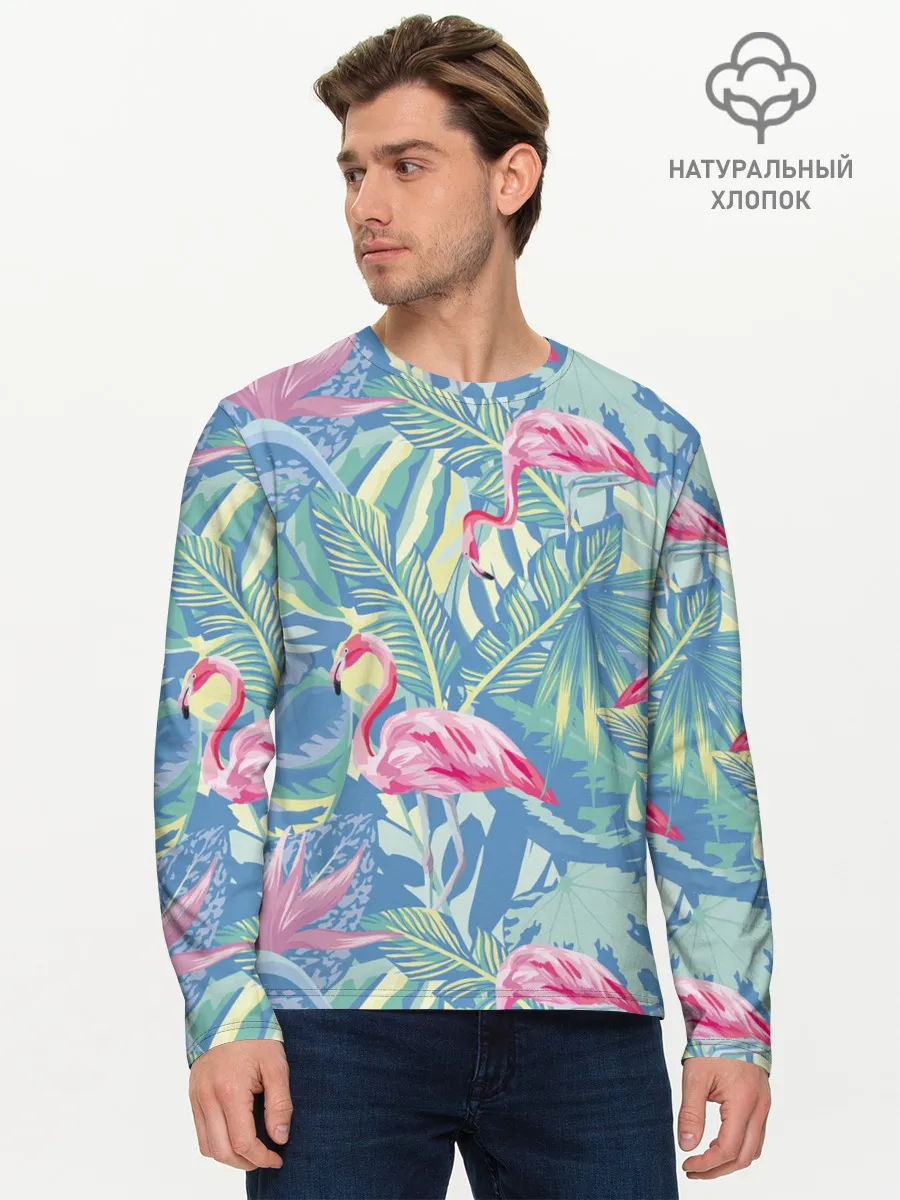 Мужской лонгслив базовый / фламинго