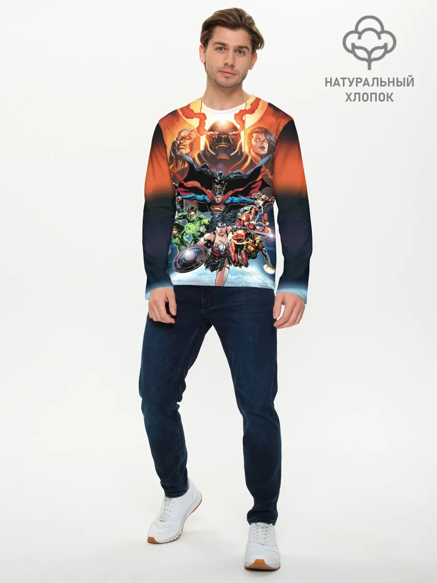 Мужской лонгслив базовый / Darkseid VS Justice League