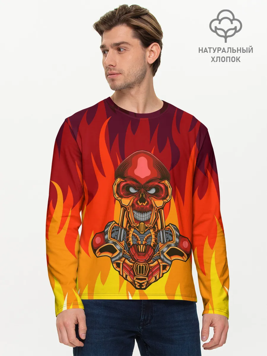 Мужской лонгслив базовый / Меха скелет | Steampunk Fire