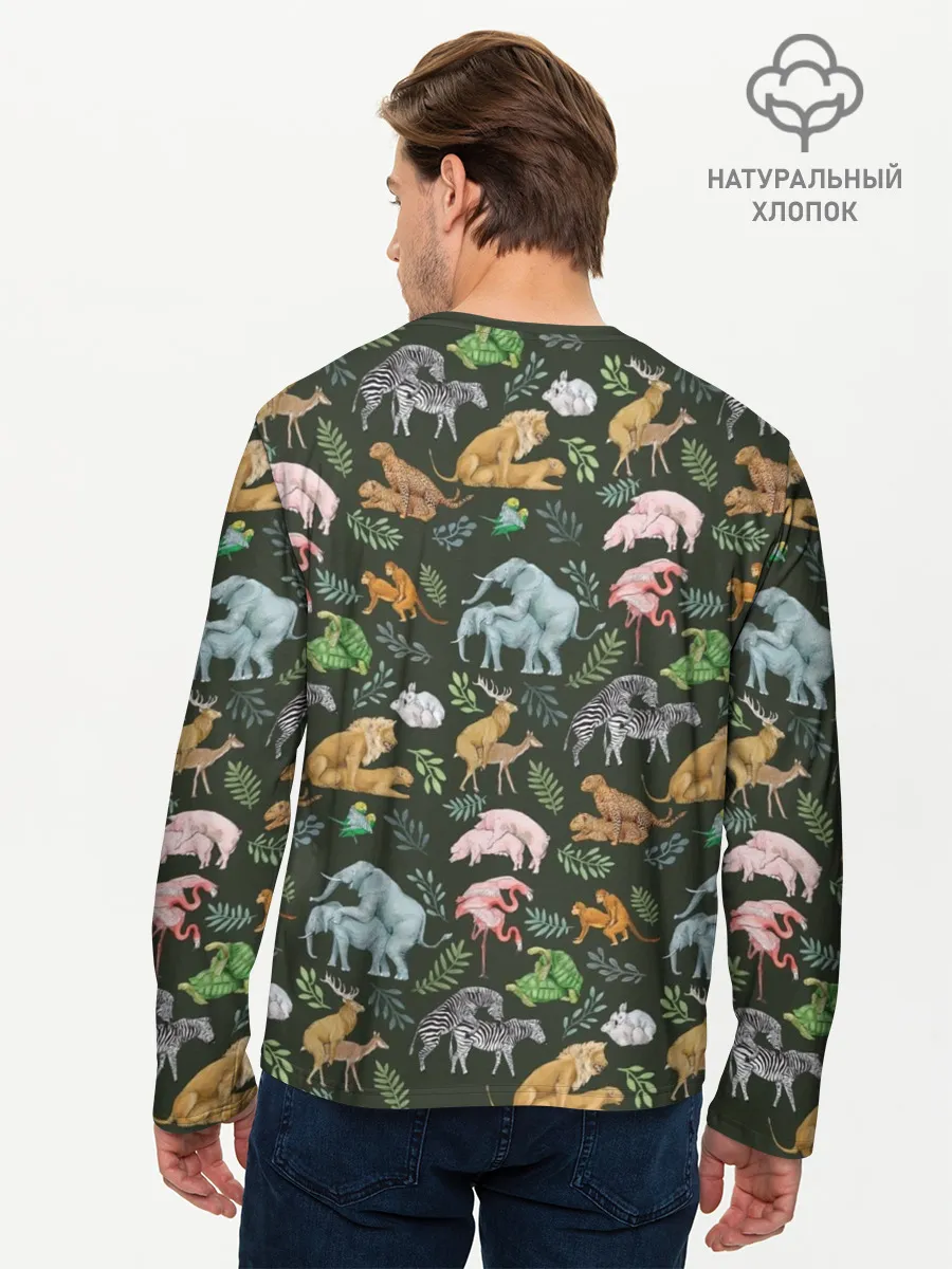 Мужской лонгслив базовый / Дикие Звери Паттерн