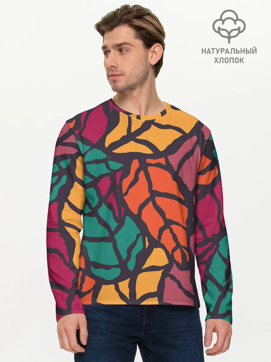 Мужской лонгслив базовый / Листья