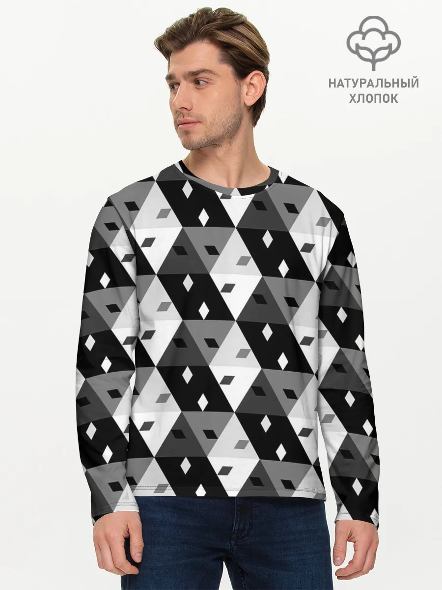 Мужской лонгслив базовый / Абстрактные кубики