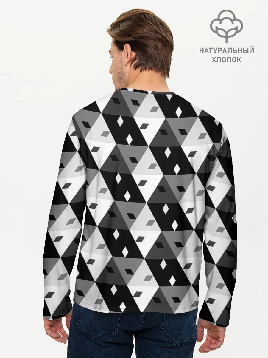 Мужской лонгслив базовый / Абстрактные кубики